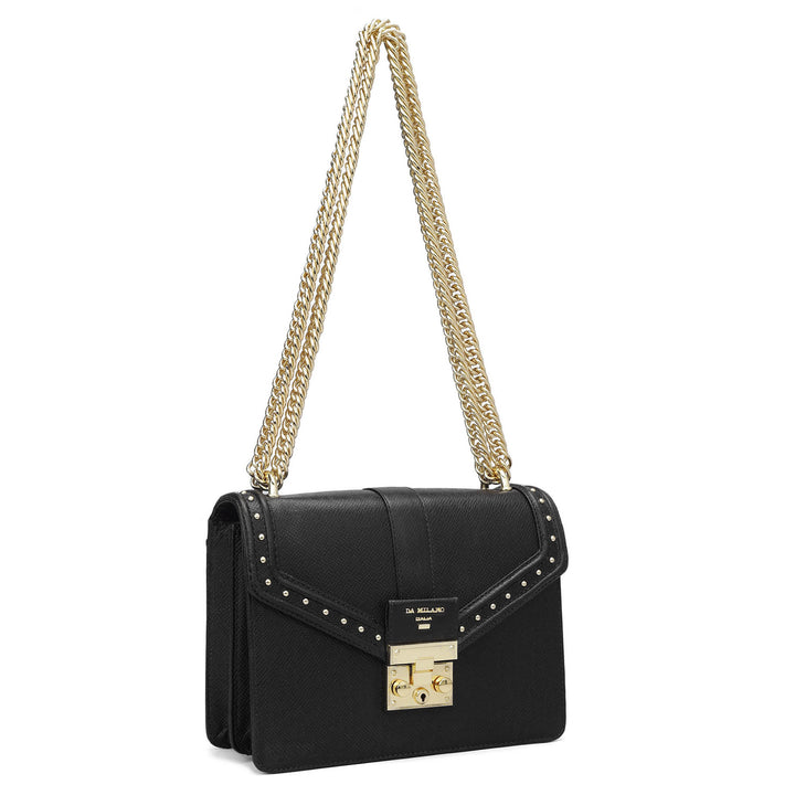 Small Franzy Leather Shoulder Bag - Black
