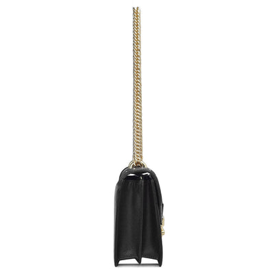Small Franzy Leather Shoulder Bag - Black
