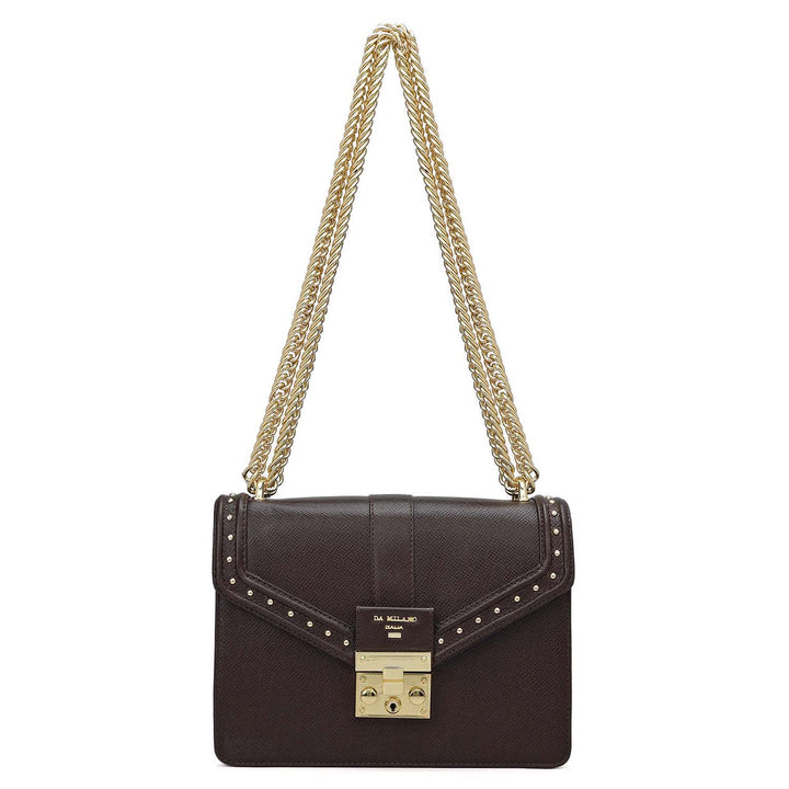 Small Franzy Leather Shoulder Bag - Chocolate