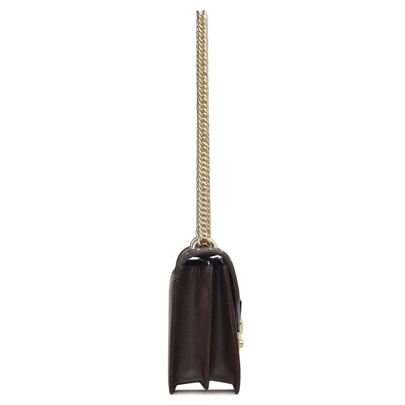 Small Franzy Leather Shoulder Bag - Chocolate
