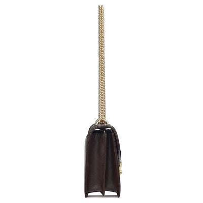 Small Franzy Leather Shoulder Bag - Chocolate