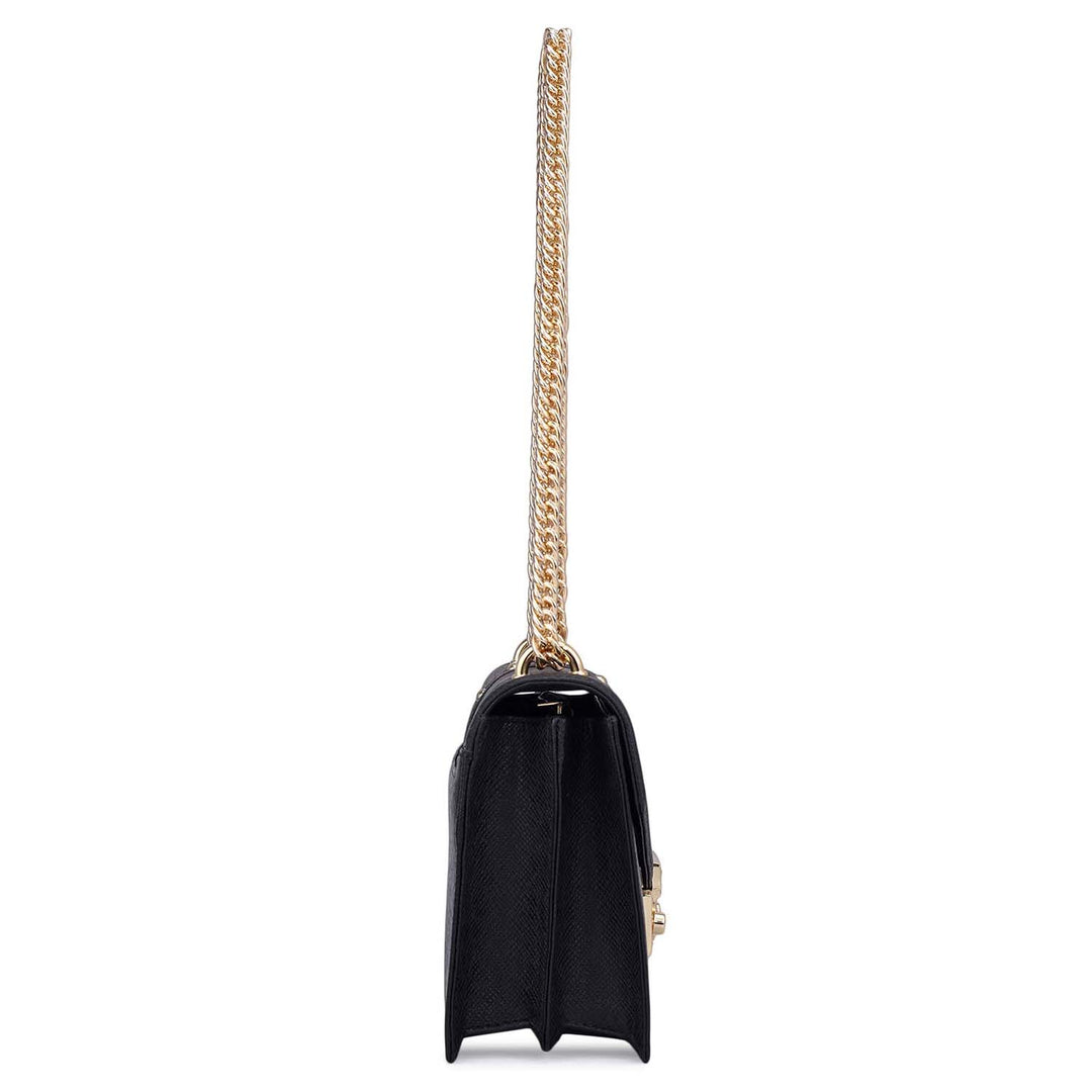 Small Franzy Leather Shoulder Bag - Black