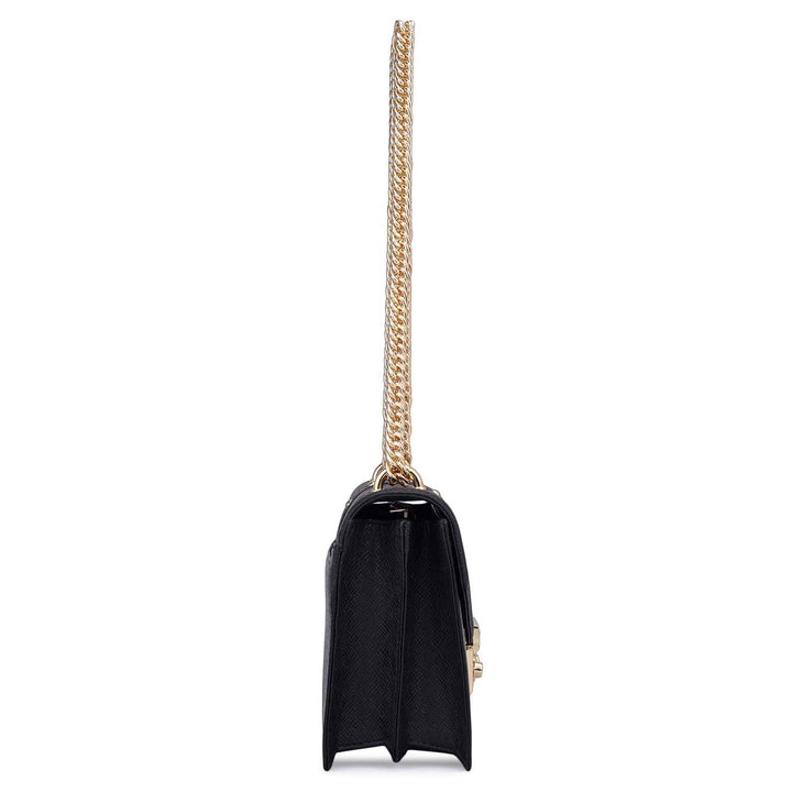 Small Franzy Leather Shoulder Bag - Black
