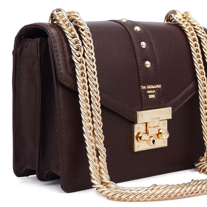 Small Franzy Leather Shoulder Bag - Chocolate