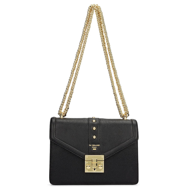 Small Franzy Leather Shoulder Bag - Black