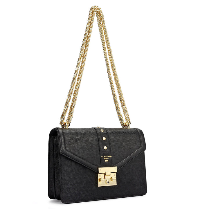 Small Franzy Leather Shoulder Bag - Black
