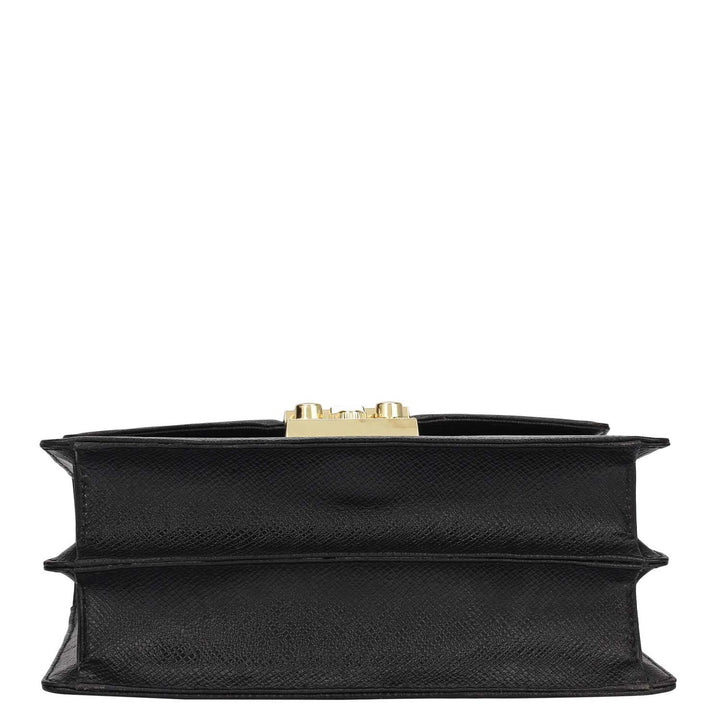 Small Franzy Leather Shoulder Bag - Black