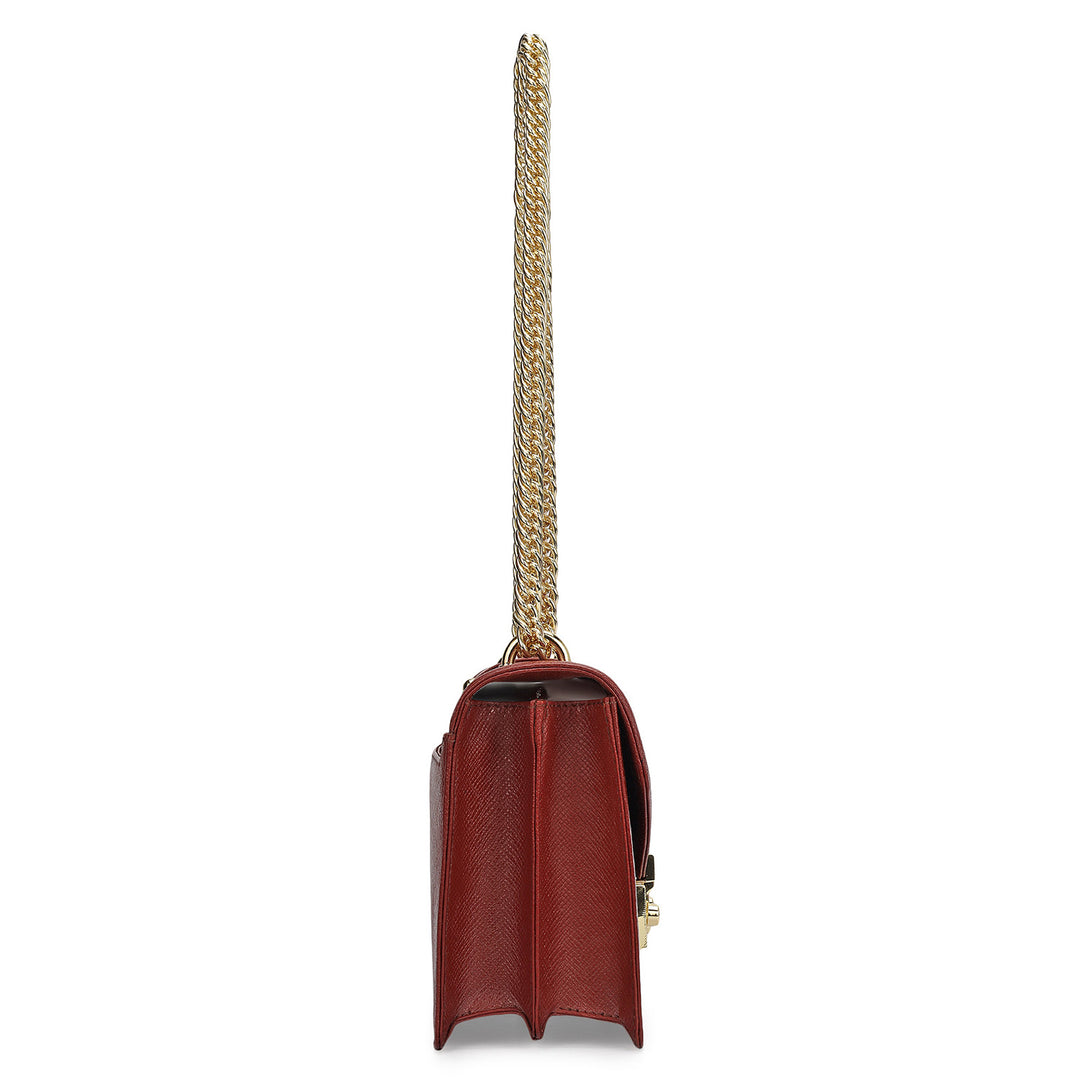 Small Franzy Leather Shoulder Bag - Cherry