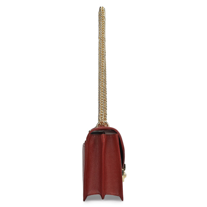 Small Franzy Leather Shoulder Bag - Cherry