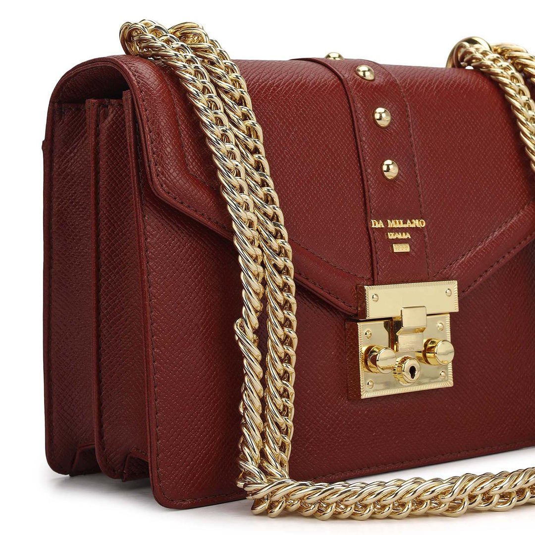 Small Franzy Leather Shoulder Bag - Cherry