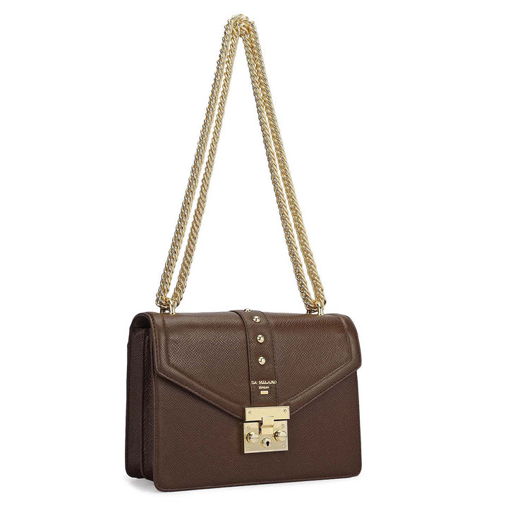 Small Franzy Leather Shoulder Bag - Walnut
