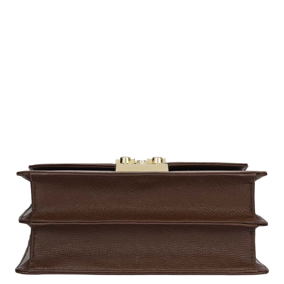Small Franzy Leather Shoulder Bag - Walnut
