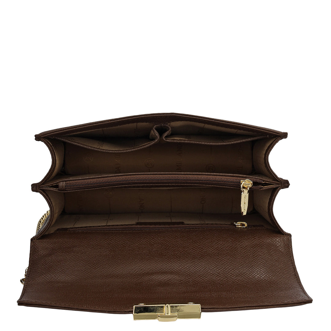 Small Franzy Leather Shoulder Bag - Walnut