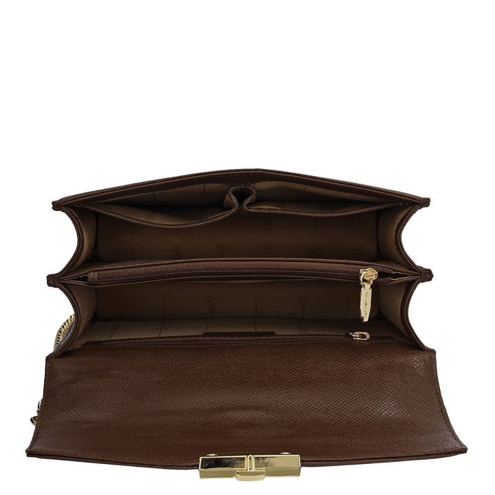 Small Franzy Leather Shoulder Bag - Walnut
