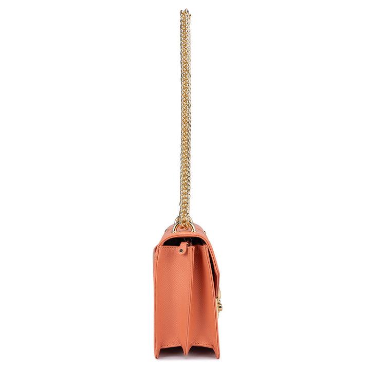Small Franzy Leather Shoulder Bag - Salmon