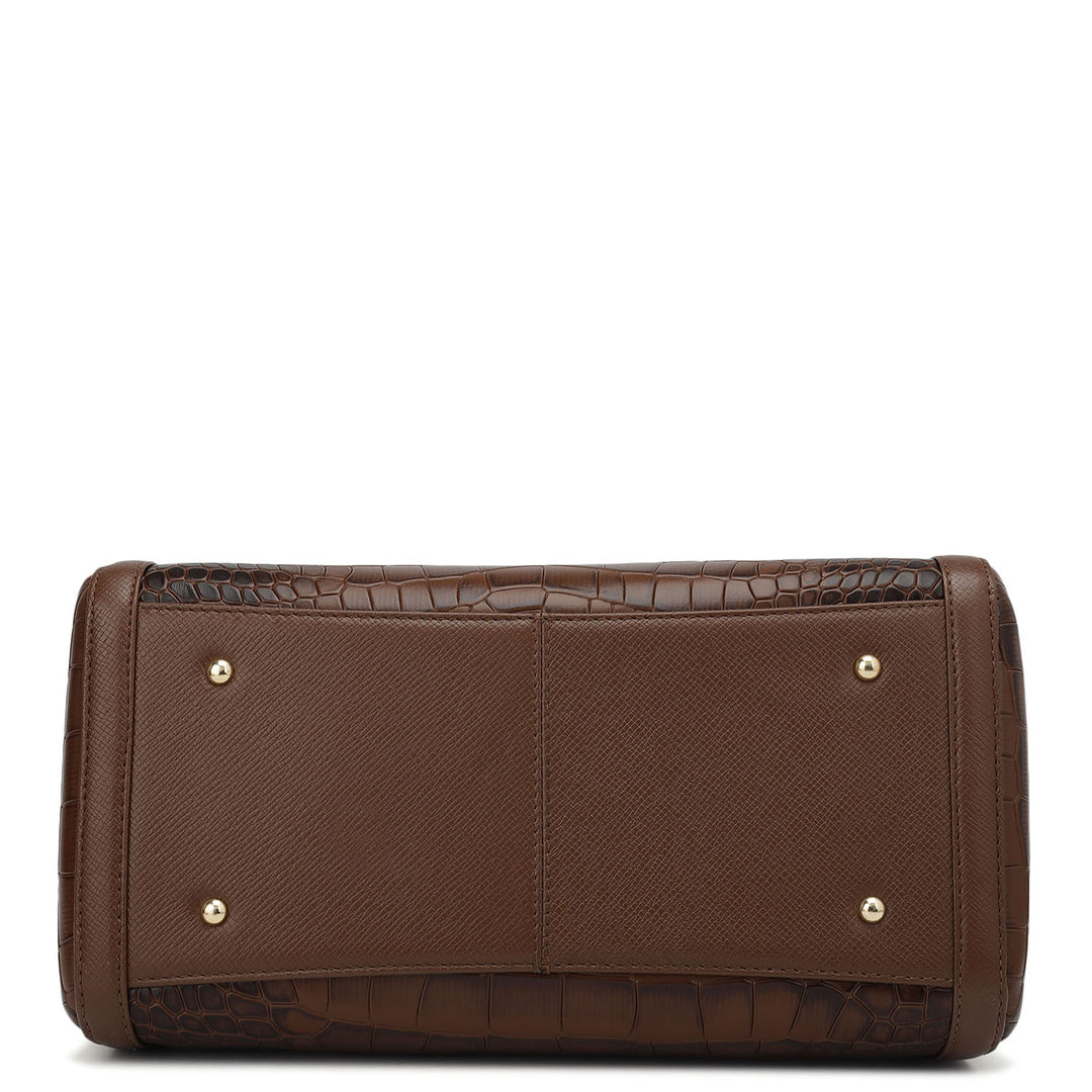 Medium Croco Leather Satchel - Date
