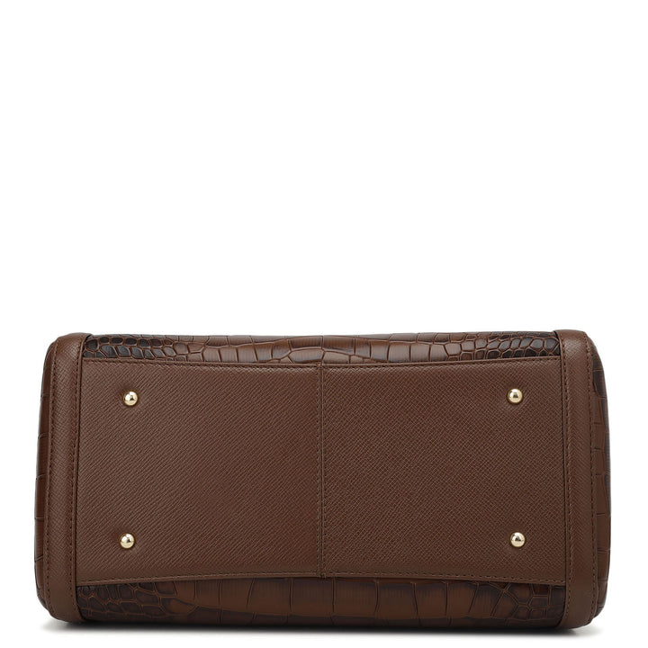 Medium Croco Leather Satchel - Date