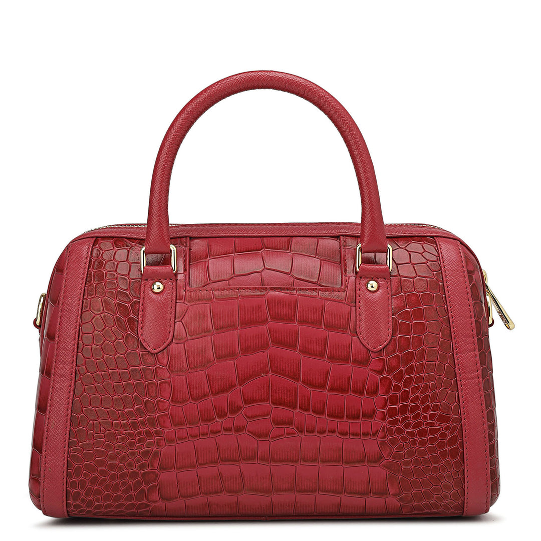 Medium Croco Leather Satchel - Plumberry