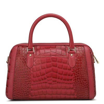 Medium Croco Leather Satchel - Plumberry