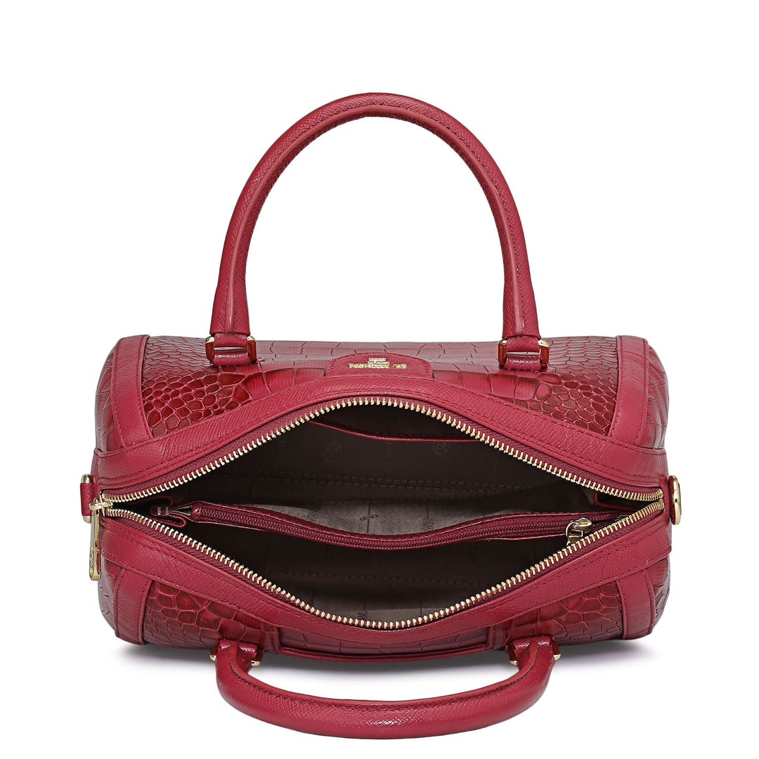 Medium Croco Leather Satchel - Plumberry