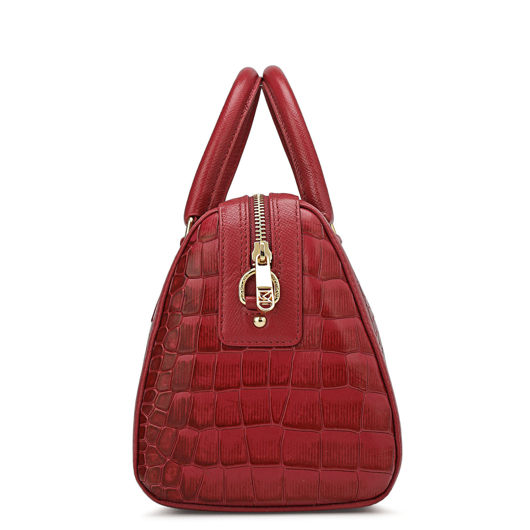 Medium Croco Leather Satchel - Plumberry