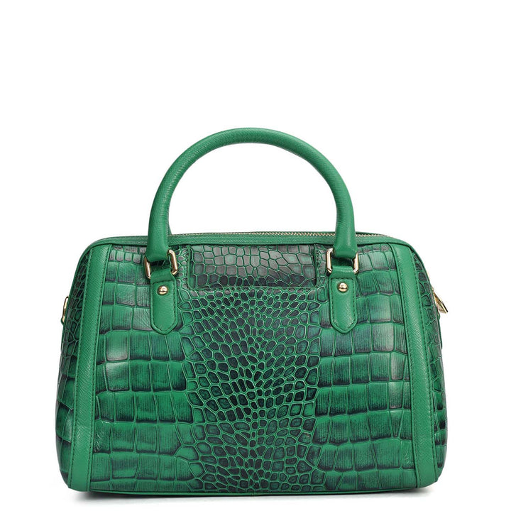 Medium Croco Leather Satchel - Sea Weed