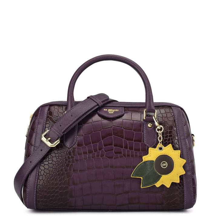 Medium Croco Leather Bowler - Grapevine