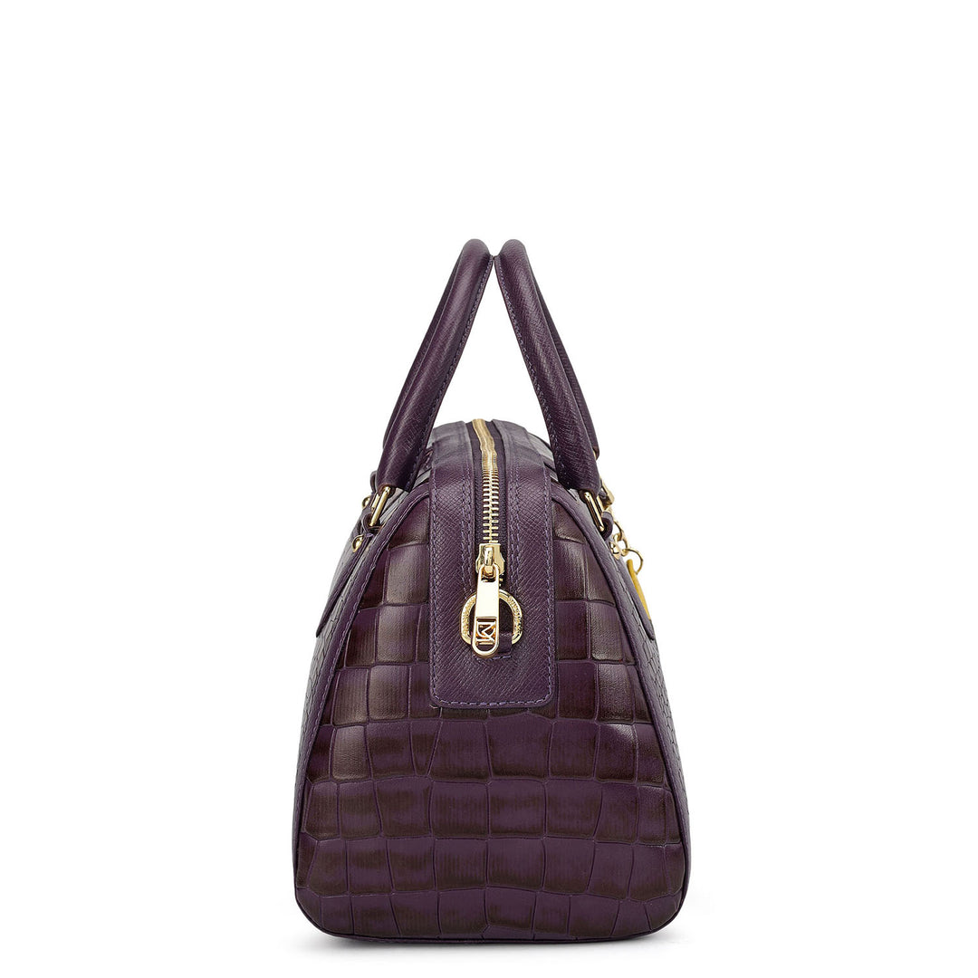 Medium Croco Leather Bowler - Grapevine