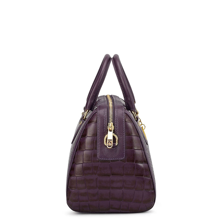 Medium Croco Leather Bowler - Grapevine