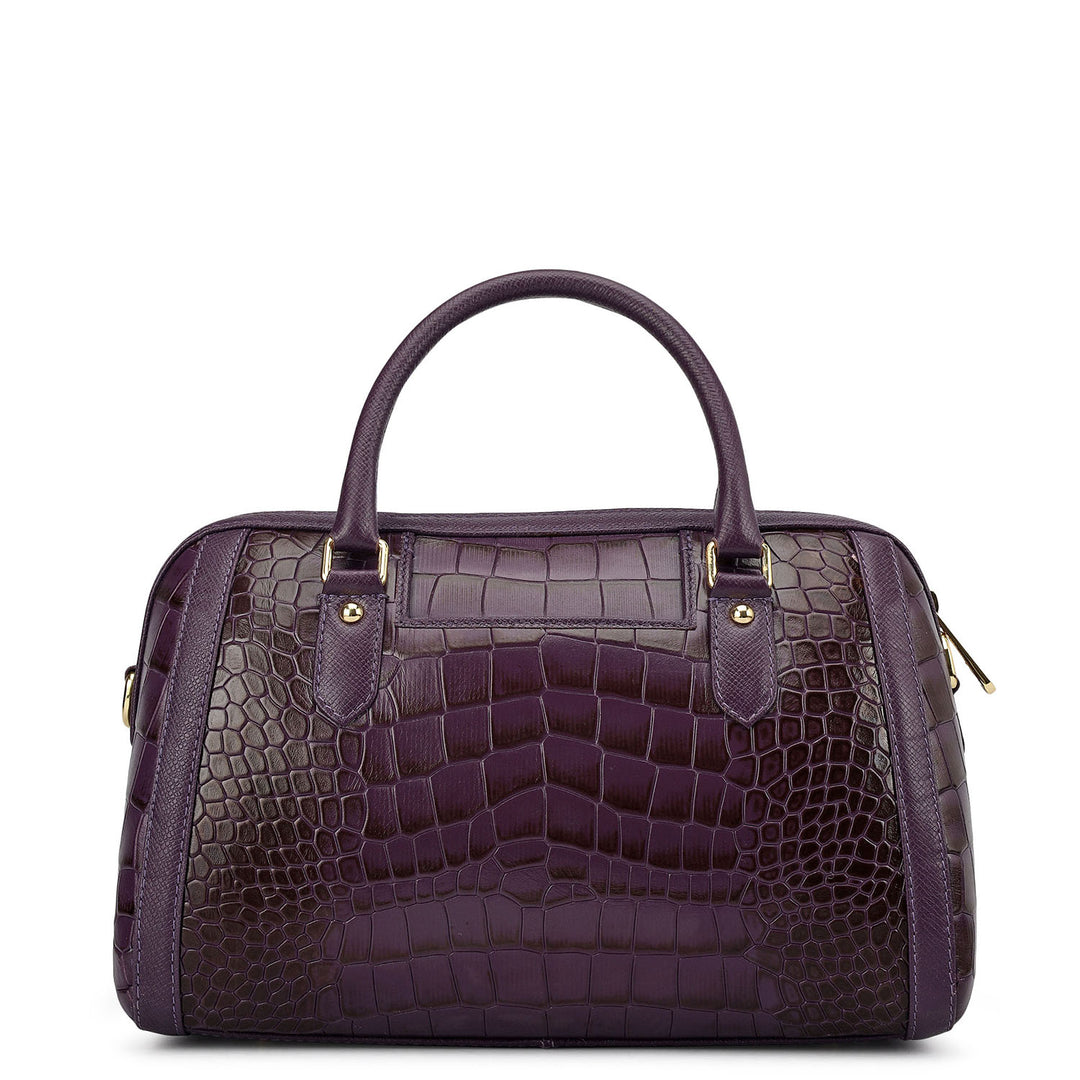 Medium Croco Leather Bowler - Grapevine