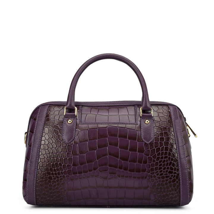 Medium Croco Leather Bowler - Grapevine