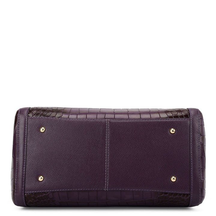 Medium Croco Leather Bowler - Grapevine