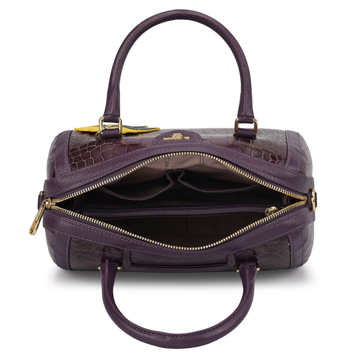 Medium Croco Leather Bowler - Grapevine