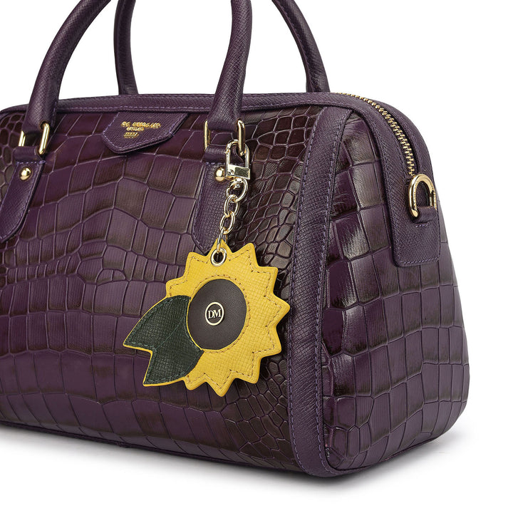 Medium Croco Leather Bowler - Grapevine