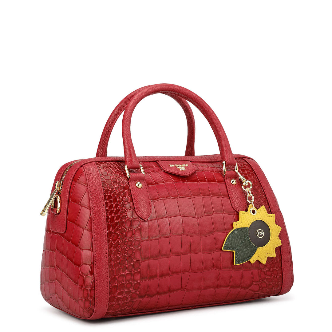 Medium Croco Leather Bowler - Plumberry