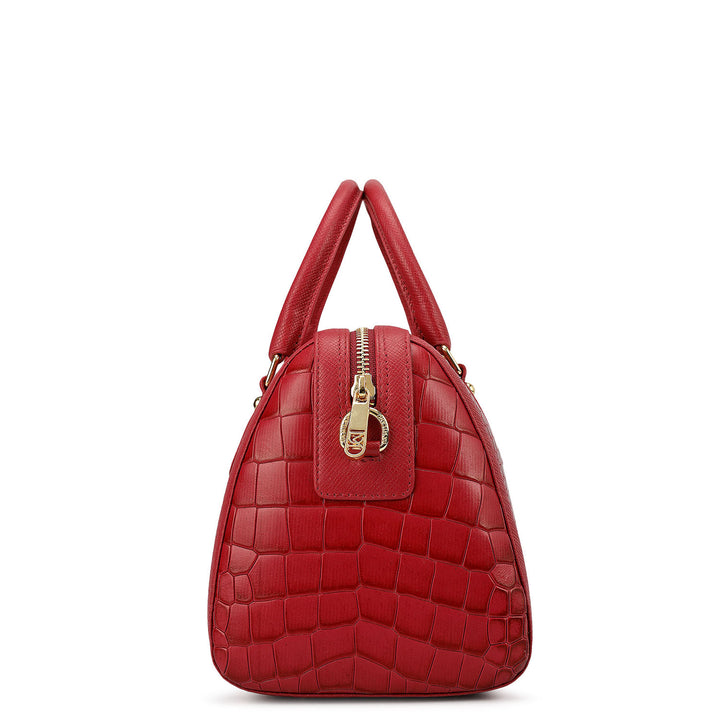 Medium Croco Leather Bowler - Plumberry