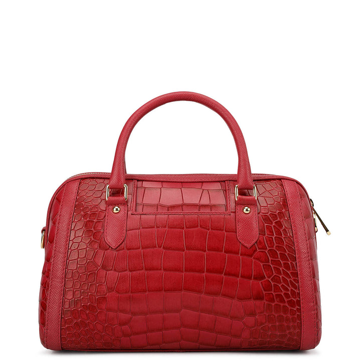 Medium Croco Leather Bowler - Plumberry