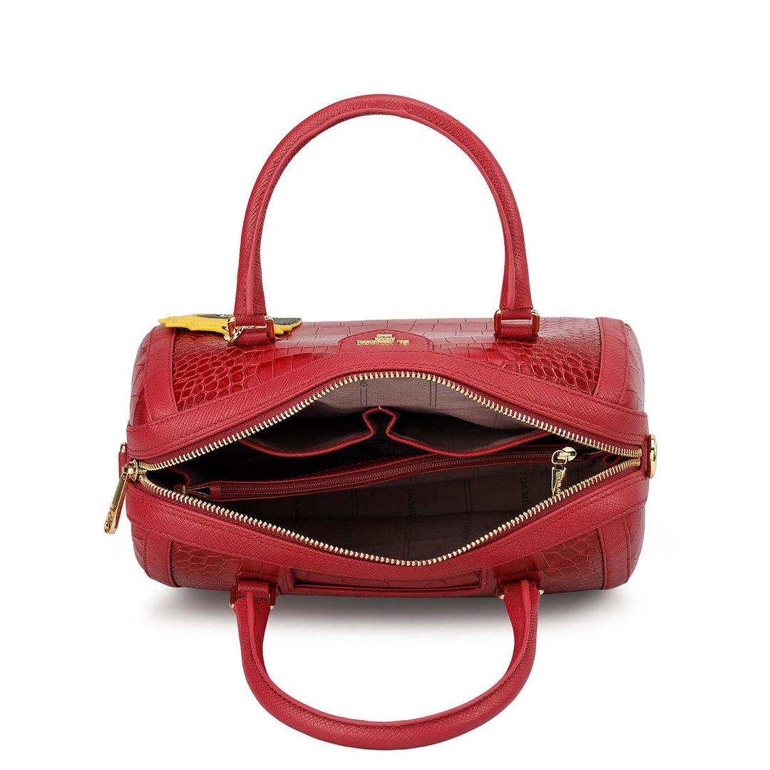 Medium Croco Leather Bowler - Plumberry