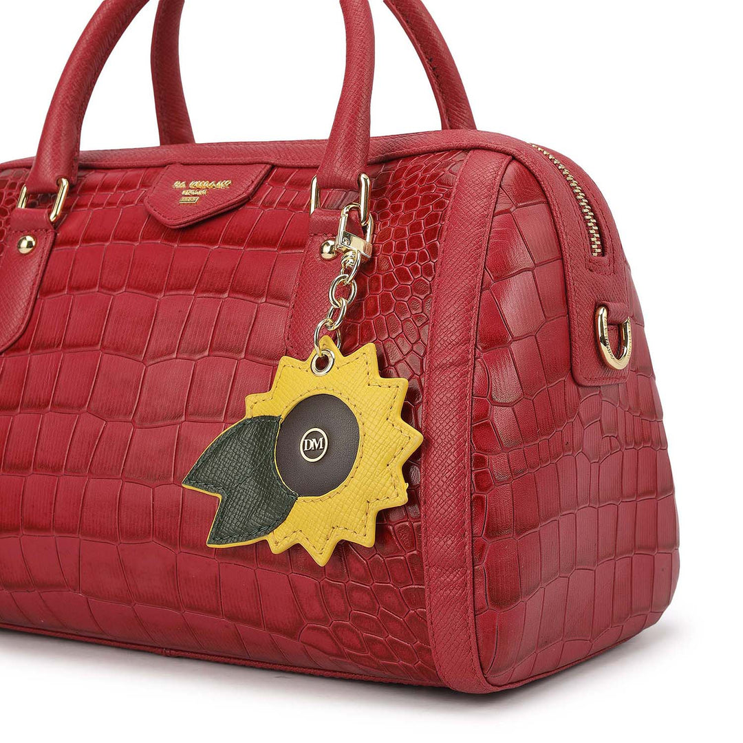 Medium Croco Leather Bowler - Plumberry