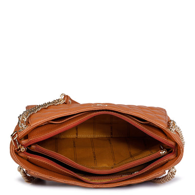 Medium Quilting Leather Shoulder Bag - Caramel
