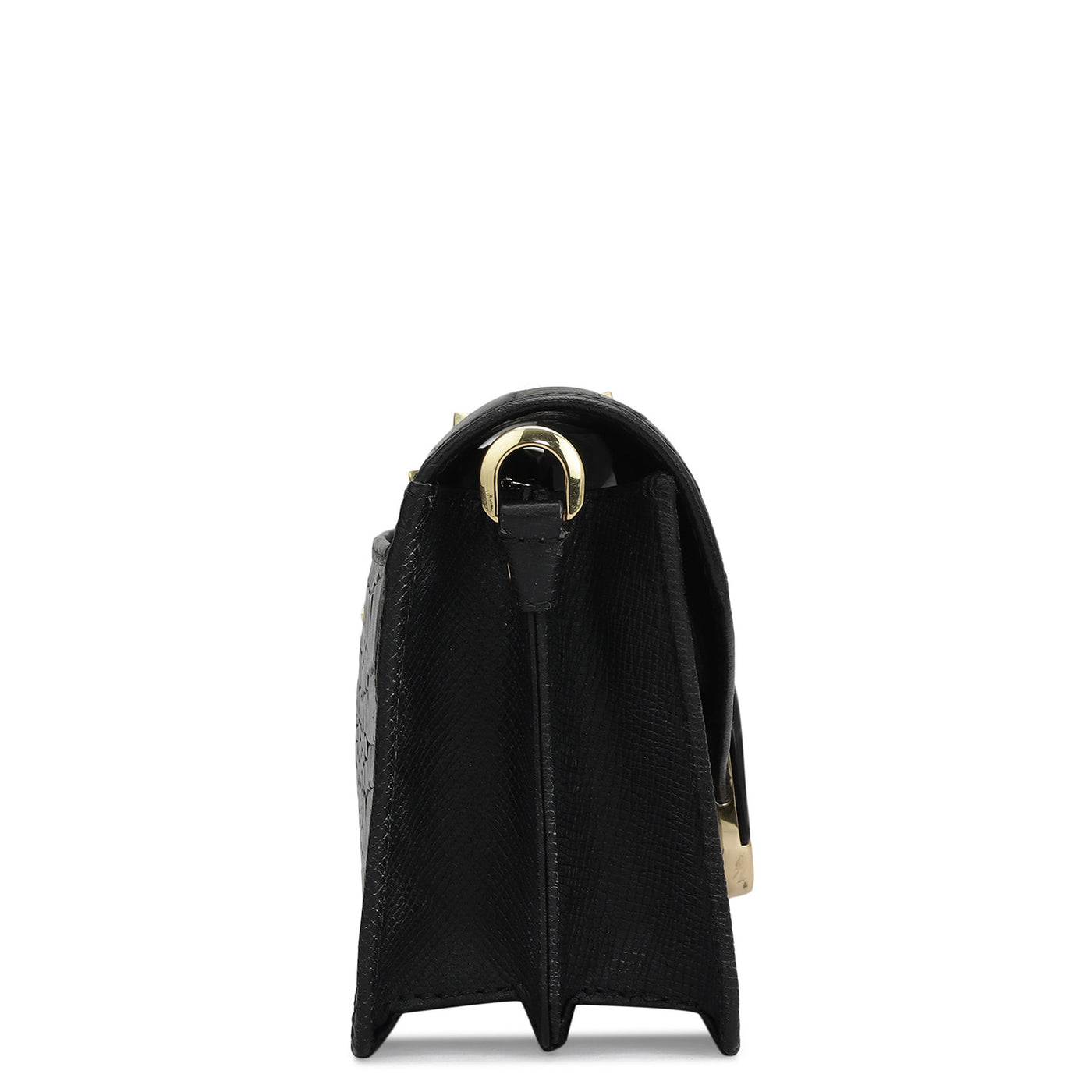 Small Croco Leather Shoulder Bag - Black