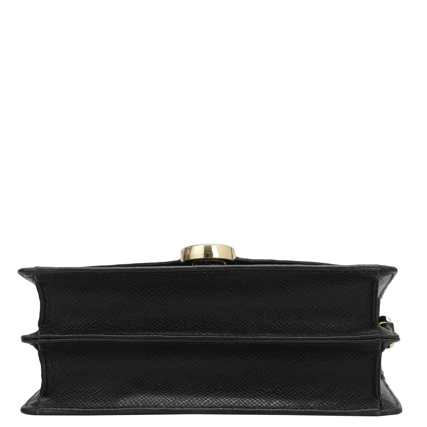 Small Croco Leather Shoulder Bag - Black
