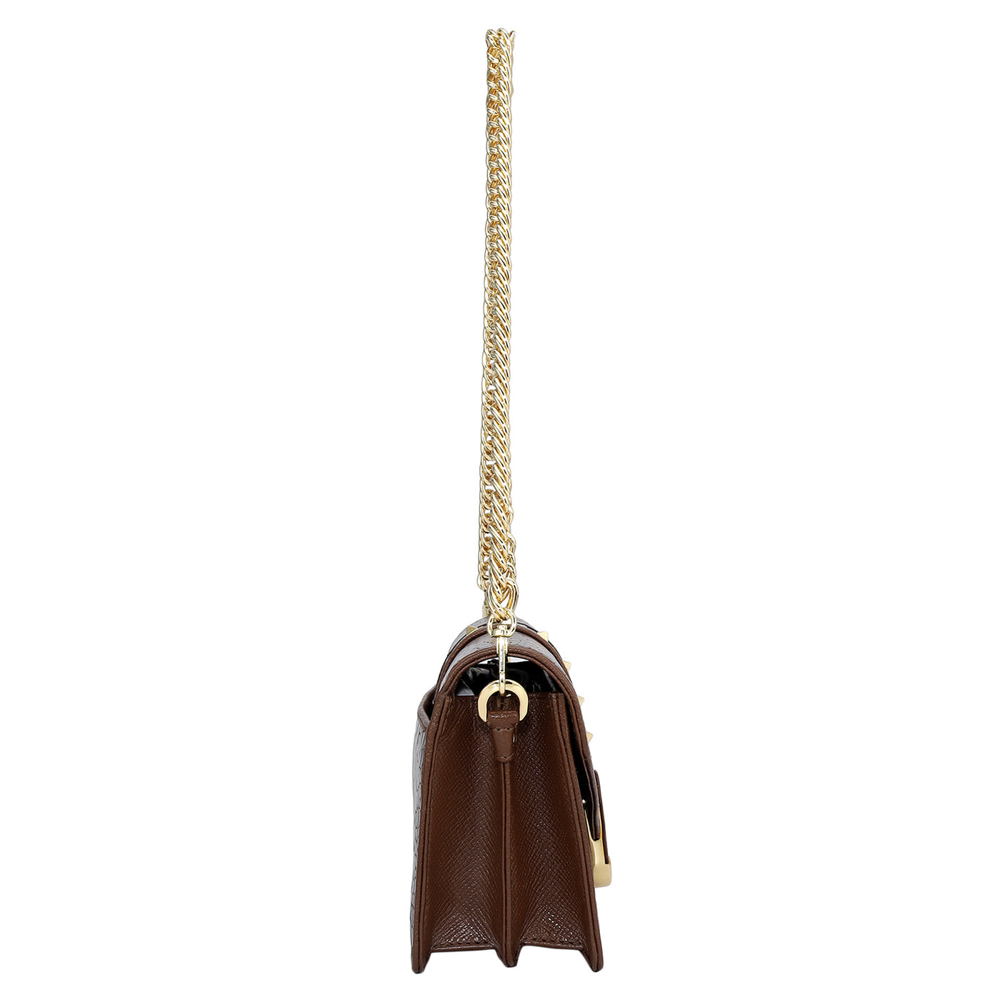 Small Croco Leather Shoulder Bag - Brown