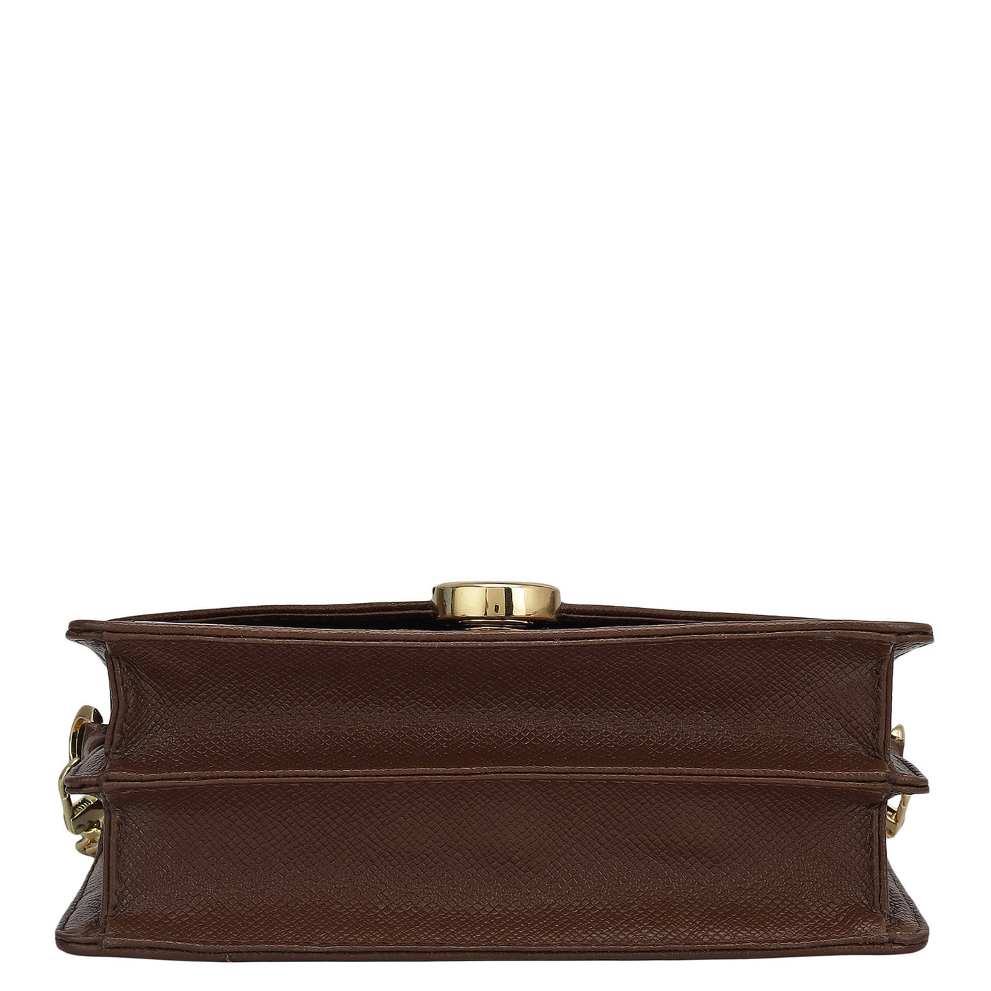 Small Croco Leather Shoulder Bag - Brown