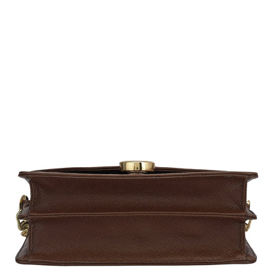 Small Croco Leather Shoulder Bag - Brown
