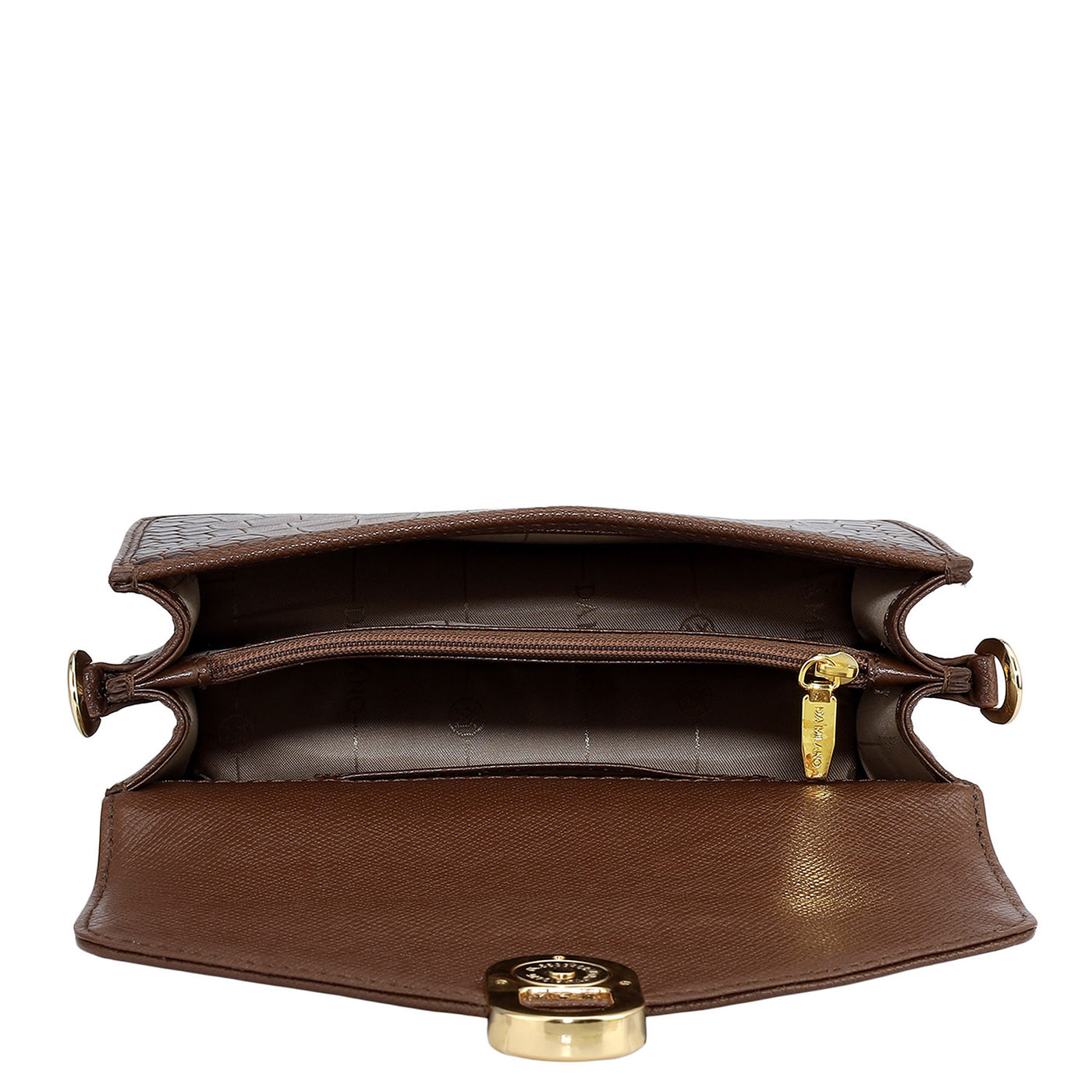 Small Croco Leather Shoulder Bag - Brown
