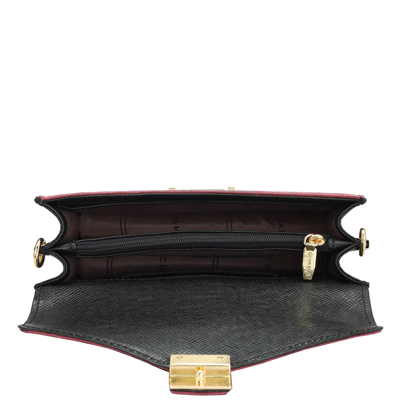 Small Croco Leather Shoulder Bag - Majenta