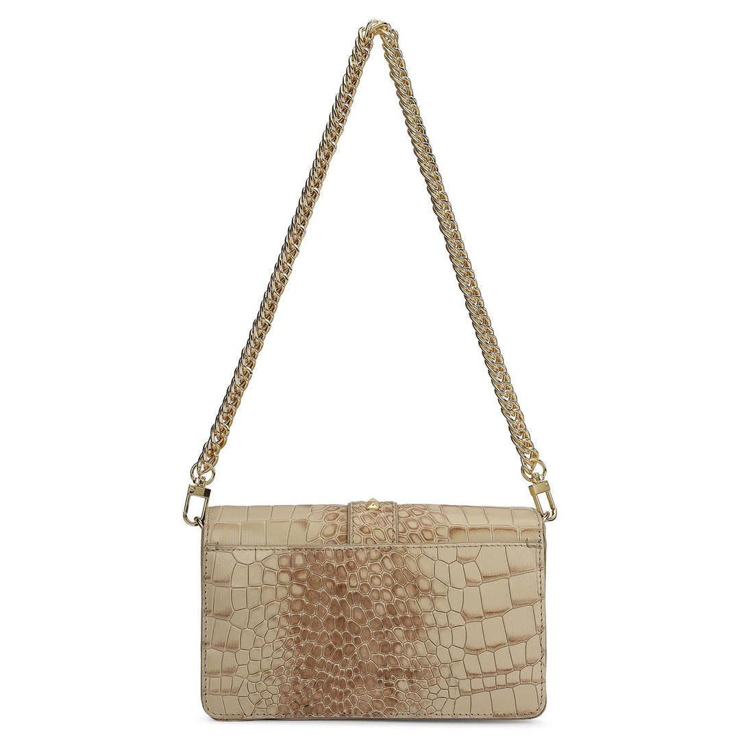 Small Croco Leather Shoulder Bag - Frost