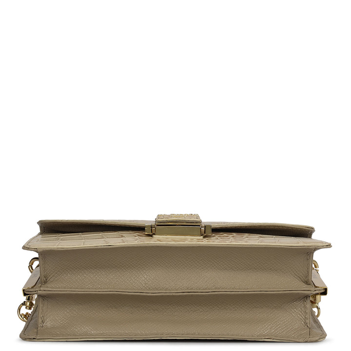 Small Croco Leather Shoulder Bag - Frost