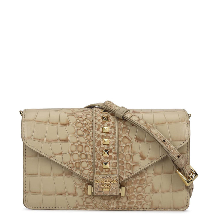 Small Croco Leather Shoulder Bag - Frost